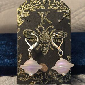 Elegant Silver and Purple Planet Earrings iridescent celestial whimsical bold